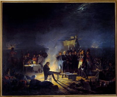Bivuakk av Napoleon I på slagmarken til Wagram (5.-6. juli av Adolphe Roehn