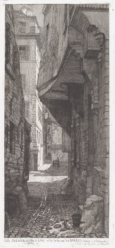Rue Grenier på vannet, ved siden av rue des Barres av Adolphe Théodore Jules Martial Potémont