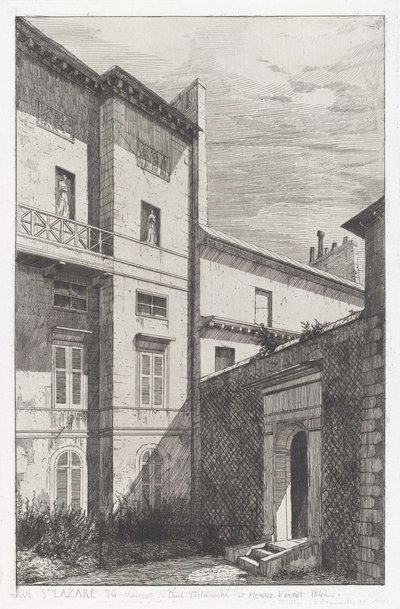 Rue St. Lazare 56, House of Paul Delaroche og Horace Vernet av Adolphe Théodore Jules Martial Potémont