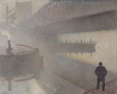 Under Windsor Bridge på Irwell, Manchester av Adolphe Valette