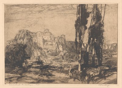 Romantisk landskap (original tittel på objekt) av Adriaan J. van 