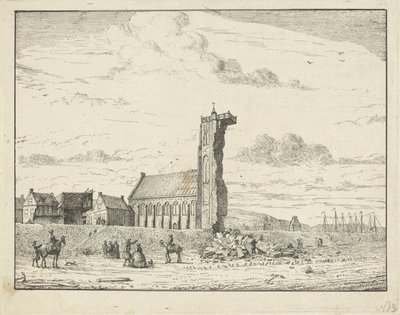 Kollapset tårn ved Egmond aan Zee, 1741 av Adriaan Spinder
