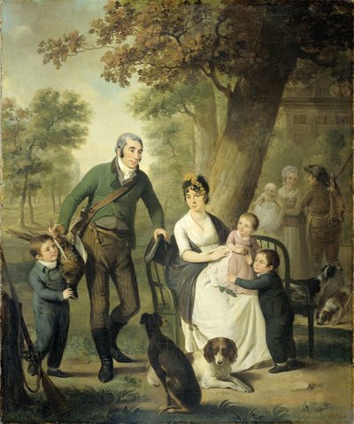 Jonkheer Gysbert Carel Rutger Reinier van Brienen van Ramerus (1771-1821), med sin kone og fire av deres barn av Adriaan de Lelie