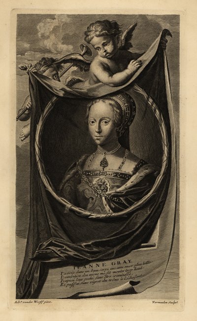 Lady Jane Gray (1537-1554) (gravering) av Adriaan van der (after) Werff
