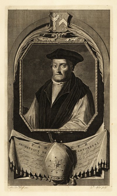 Matthew Parker (1504-1575) (gravering) av Adriaan van der (after) Werff