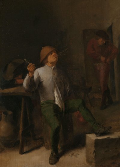 Røykeren Mann som røyker i en taverna av Adriaen Brouwer (attributed to)