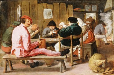 Boors røyker og drikker ved et bord i en taverna, ca. 1625 av Adriaen Brouwer