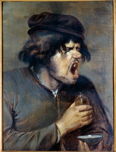 Den dårlige legen En mann som klatrer mens han drikker en medisin. Maleri av Adrian Brouwer (1605-1638) (ec.flam.) Dijon fra 1600-tallet, Musee des Beaux Arts av Adriaen Brouwer