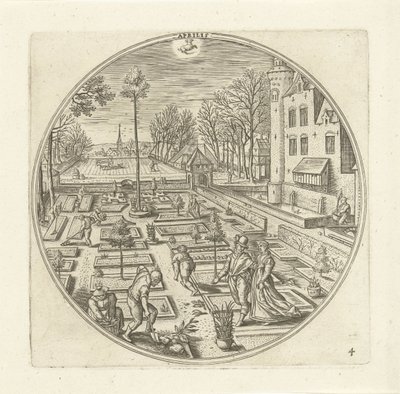 april Aprilis (tittel på objekt) De tolv månedene (serietittel) av Adriaen Collaert