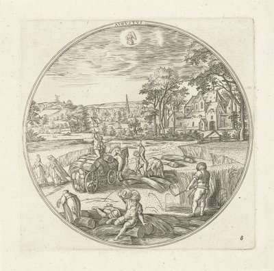 August Avgvstvs (tittel på objekt) De tolv månedene (serietittel) av Adriaen Collaert