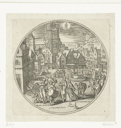 Januar Ianvarivs (tittel på objekt) The Twelve Months (serietittel) av Adriaen Collaert