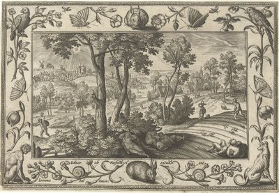 Ugress blant hveten Landskap med bibelske, mytologiske scener og jaktscener (serietittel) av Adriaen Collaert