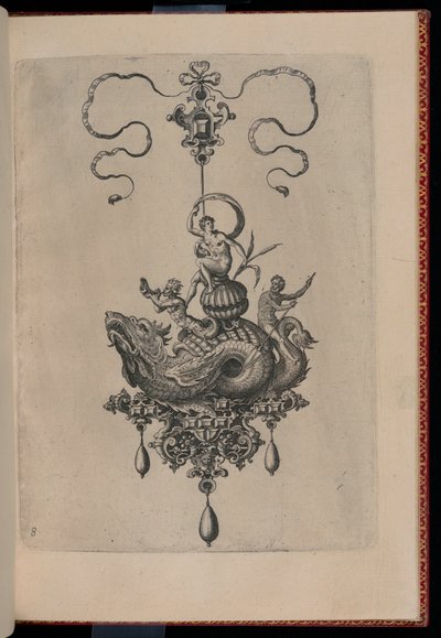 Plate 8, fra Bullarum Inaurium, anheng, øredobber, etc. Design av den mest dyktige naturen, del to av Adriaen Collaert