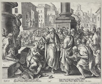 St. Paul helbreder en krøpling i Lystra av Adriaen Collaert