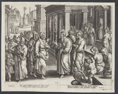 Blindingen av Elymas av Adriaen Collaert