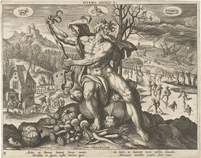 Vinter Hiems Aeolos. (tittel på objekt) The Four Seasons (serietittel) av Adriaen Collaert