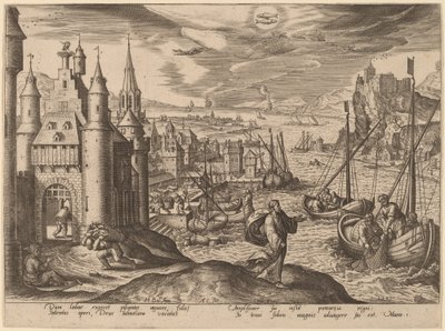 Jesus kaller apostlene blant fiskerne av Adriaen Collaert after Hans Bol
