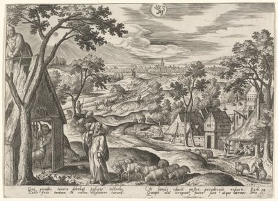 Den gode hyrde av Adriaen Collaert after Hans Bol