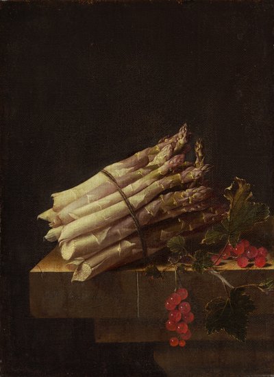 Stilleben med asparges og rips, 1696. av Adrian Coorte