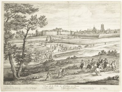 Utsikt over Bethune (venstre ark) Veuë de la Ville de Bethune en Artois (tittel på objekt) av Adriaen Frans Boudewyns