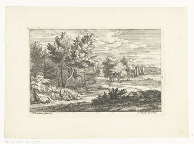 Landskap med gravmonument av Adriaen Frans Boudewyns