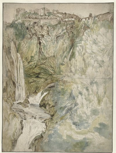Utsikt over den store kaskaden ved Tivoli av Adriaen Honich (attributed to)