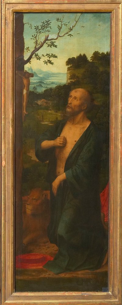 Saint Jerome Wing of a triptych, 1530-tallet. av Adriaen Isenbrant