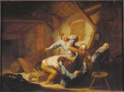 Farmers Fighting, midten av 1600-tallet.. av Adriaen Jansz Ostade van