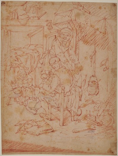 Nederlandsk interiør av Adriaen Jansz. van (attr. to) Ostade