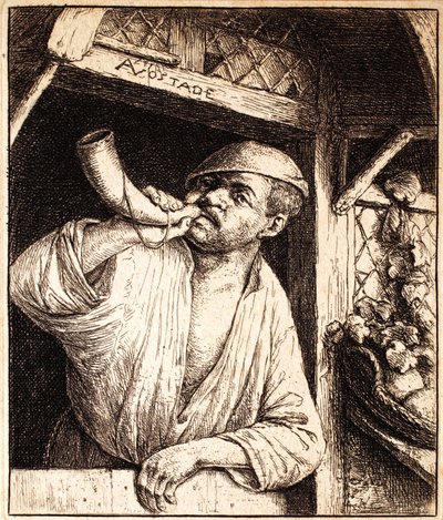 Baker Sounding His Horn, ca. 1670 av Adriaen Jansz. van Ostade