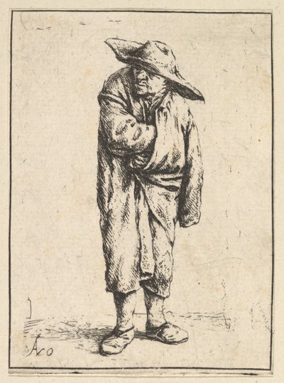 Bonde svøpt i sin kappe, 1610-85. av Adriaen Jansz. van Ostade