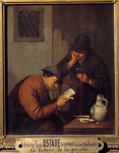 Reading the Gazette Painting av Adrien Van Ostade (1610-1685) av Adriaen Jansz. van Ostade