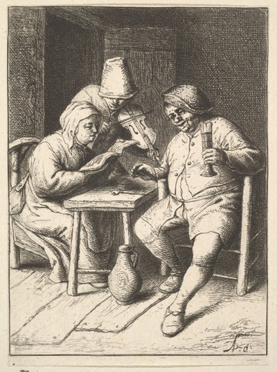 Syngende par og fiolin, 1610-85. av Adriaen Jansz. van Ostade