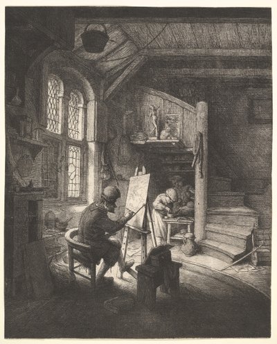 Maleren i studioet hans, ca. 1667. av Adriaen Jansz. van Ostade