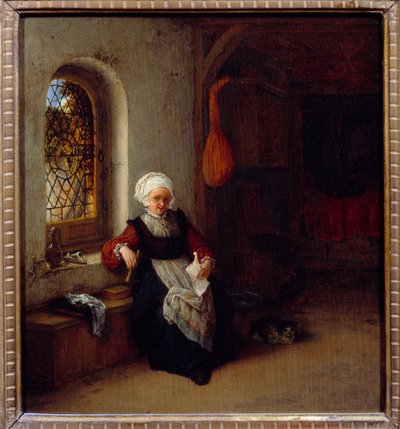 Kvinnen har brevet. Maleri av Adrien Van Ostade (1610-1685) Ec. Hol. av Adriaen Jansz. van Ostade