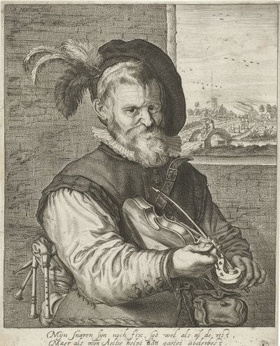 Gammel spelemann av Adriaen Matham