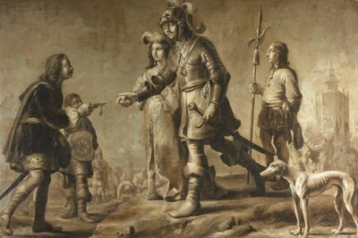 Boudewijn van Heusden (?-870) og hans kone Sophia mottar hyllest fra legaten til kong Edmund, ca. 1626 av Adriaen Pietersz van de Venne (manner of)