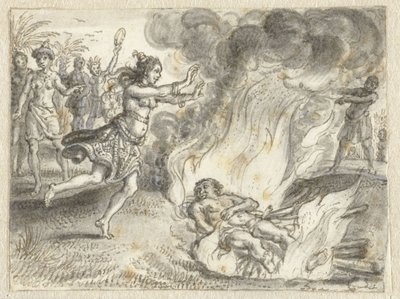 Kremasjon som praktisert av mennesker i et fjerntliggende land av Adriaen Pietersz van de Venne