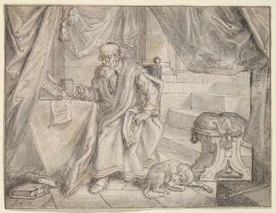 Studie til «Mannen med briller snakker» av Adriaen Pietersz van de Venne