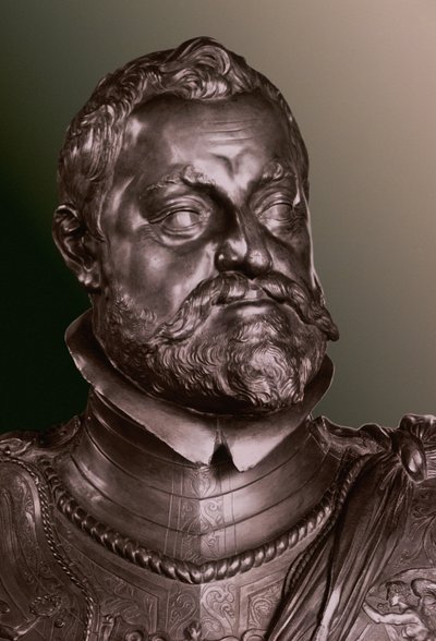 Rudolph II hellige romerske keiser (1552-1612) detalj av halvlengde portrettbyste av Adriaen de Vries