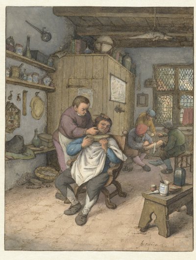 En frisørsalong Barbierswinkel av Adriaen van Ostade
