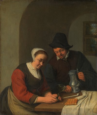 En konfidensiell chat Et par i et interiør av Adriaen van Ostade