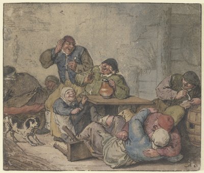 Muntere bønder på et vertshus av Adriaen van Ostade