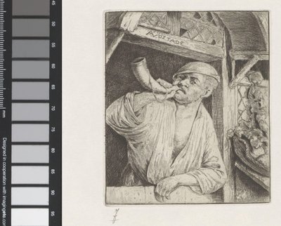 Baker blåser i horn av Adriaen van Ostade