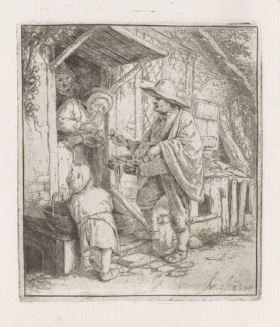 Brilleselger med en gammel kvinne av Adriaen van Ostade
