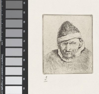 Byste av en gammel bonde med spiss hatt av Adriaen van Ostade