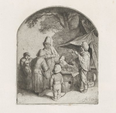 Figurer ved en kvakksalverstall av Adriaen van Ostade