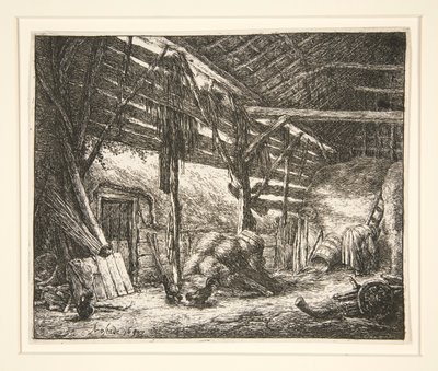 Interiør i en låve av Adriaen van Ostade