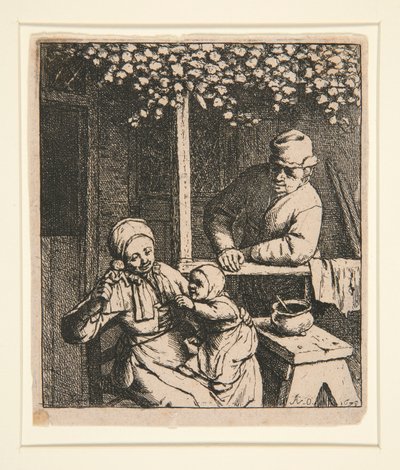 La poule desire [Kvinne erter barn med dukke] av Adriaen van Ostade
