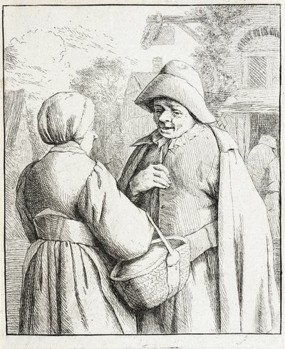 Mann og kvinne i samtale av Adriaen van Ostade